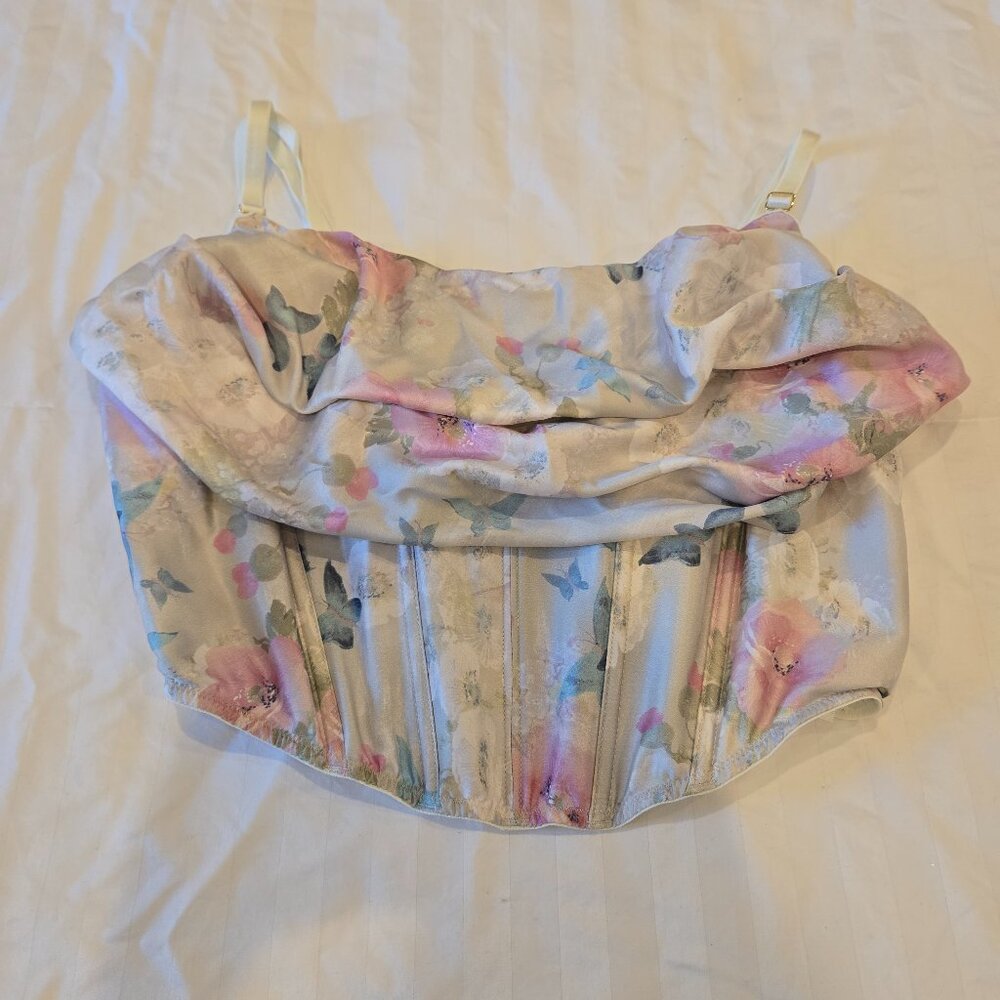 Victoria's Secret XXL VERY SEXY Satin Draped Corset Top delicate garden